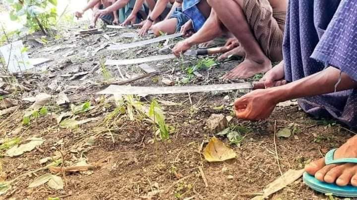 peacerunning's tweet image. #Pwint #Phyu Township, #Magway Division. #Sword #blood boycott to down military council members in 
Yangon, June 27 #June27Coup  #WhatsHappeninglnMyanmar