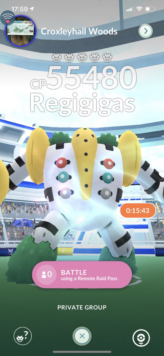 MaraudersT's tweet photo. Regigigas Raid right NOW. Will add the first 5 people I see online. Add and stay online: 1915 4810 5280 #PokemonGOraid #pokemongoraids #pokemongo https://t.co/uVlOiQkx9L