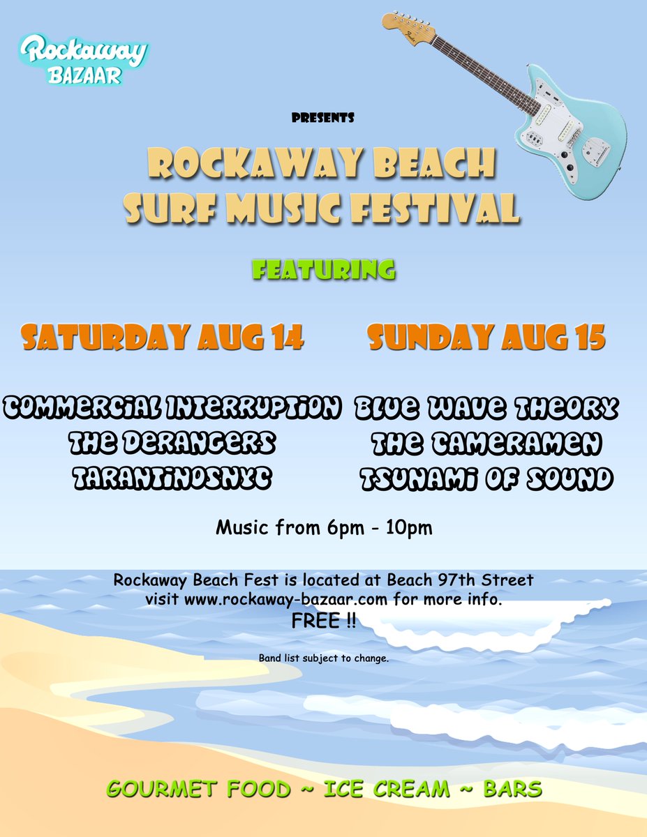 Blue Wave Theory returns to the stage for our first show since January 2020.  Join us at the Rockaway Beach Surf Music Festival on Sunday, August 15.
