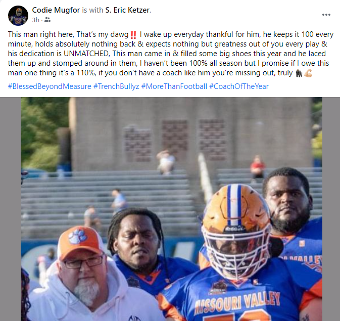 CoachKetz's tweet photo. I honestly don't know what I did to deserve this. I show up and show passion. I love the line. The technique. The aggression. The battle. These guys are the reason I coach. #MVPNation #MVPitbulls #Line4Life https://t.co/CbqU8zNTyo