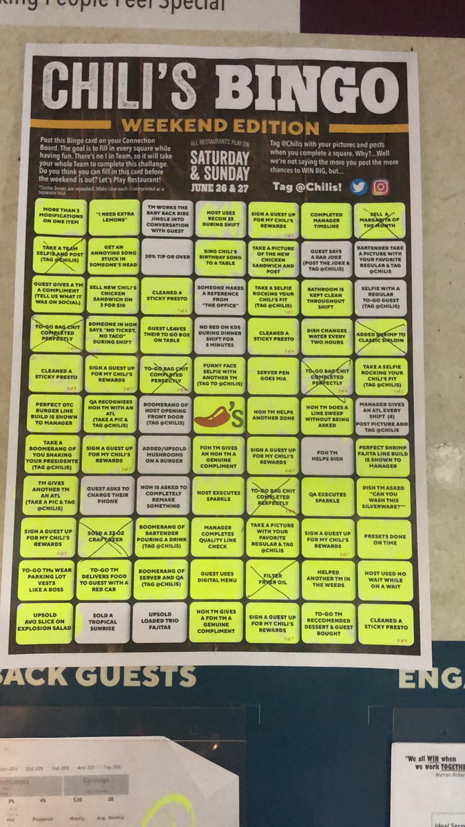 5 lines complete. Working on the blackout. <a href="/mandahale/">Amanda Hale Torrence</a> <a href="/Chilis/">Chili's Grill & Bar</a>