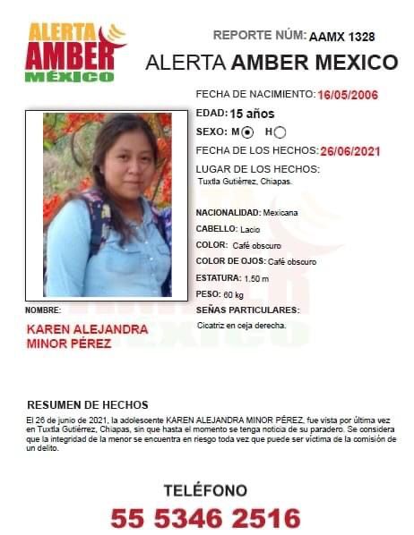 Fiscalia_Mor's tweet photo. #Morelos #AlertaAMBER Solicita su apoyo y #RT para la búsqueda y localización de la adolescente KAREN ALEJANDRA MINOR PÉREZ de 15 años. https://t.co/KIPcSDDvmh