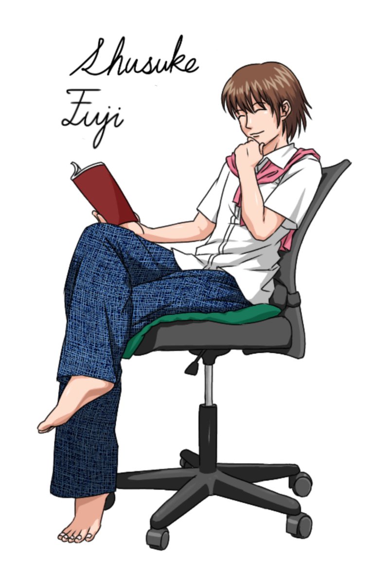 なっつるん村長 過去絵再喝 ニトリで買った安い椅子に好きなキャラ座らせるシリーズ 菊丸 不二 椅子は模写 イラスト