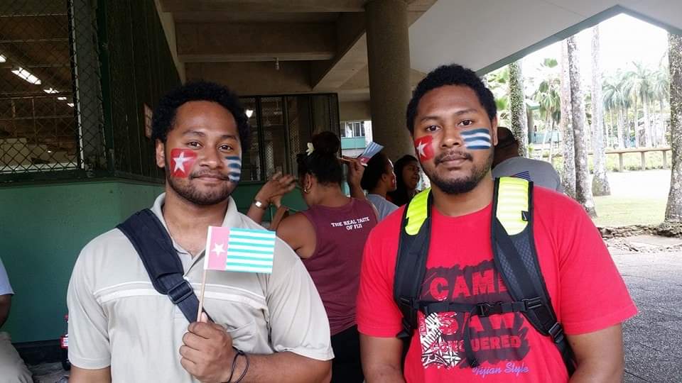 khirlani's tweet photo. University of the South Pacific (USP) Students standing in solidarity with the people of #WestPapua https://t.co/cWQIVdtaOD