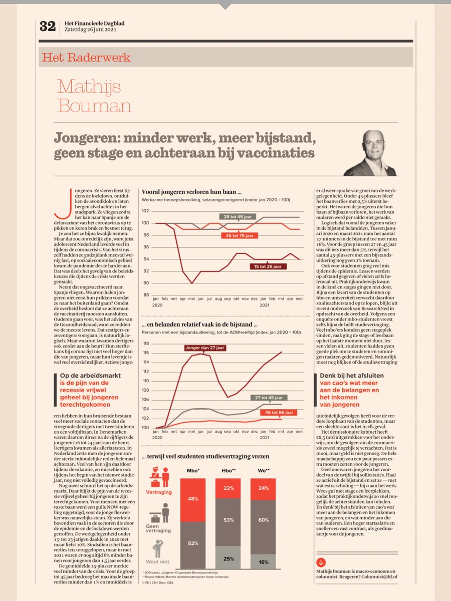 MarcelWintels's tweet photo. In #FD @mathijsbouman over impact Corona op de jongeren.
‘Zet een paar passen extra voor de jongeren’. https://t.co/eziWYzFVLi