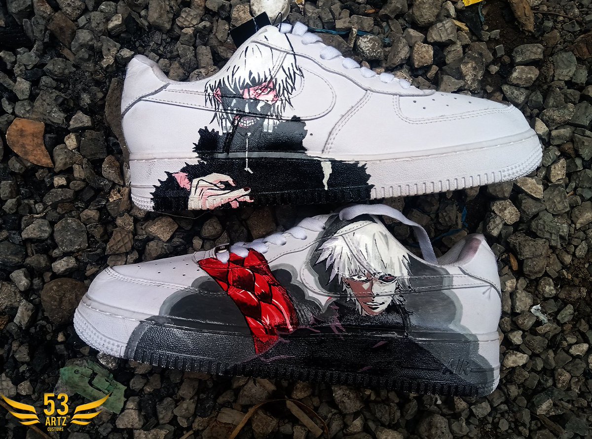 53artz's tweet photo. Tokyo ghoul custom AF1s 
#artwork #tokyoghoul #anime #customairforceones #IkoKazi https://t.co/rOmUM9yFq2