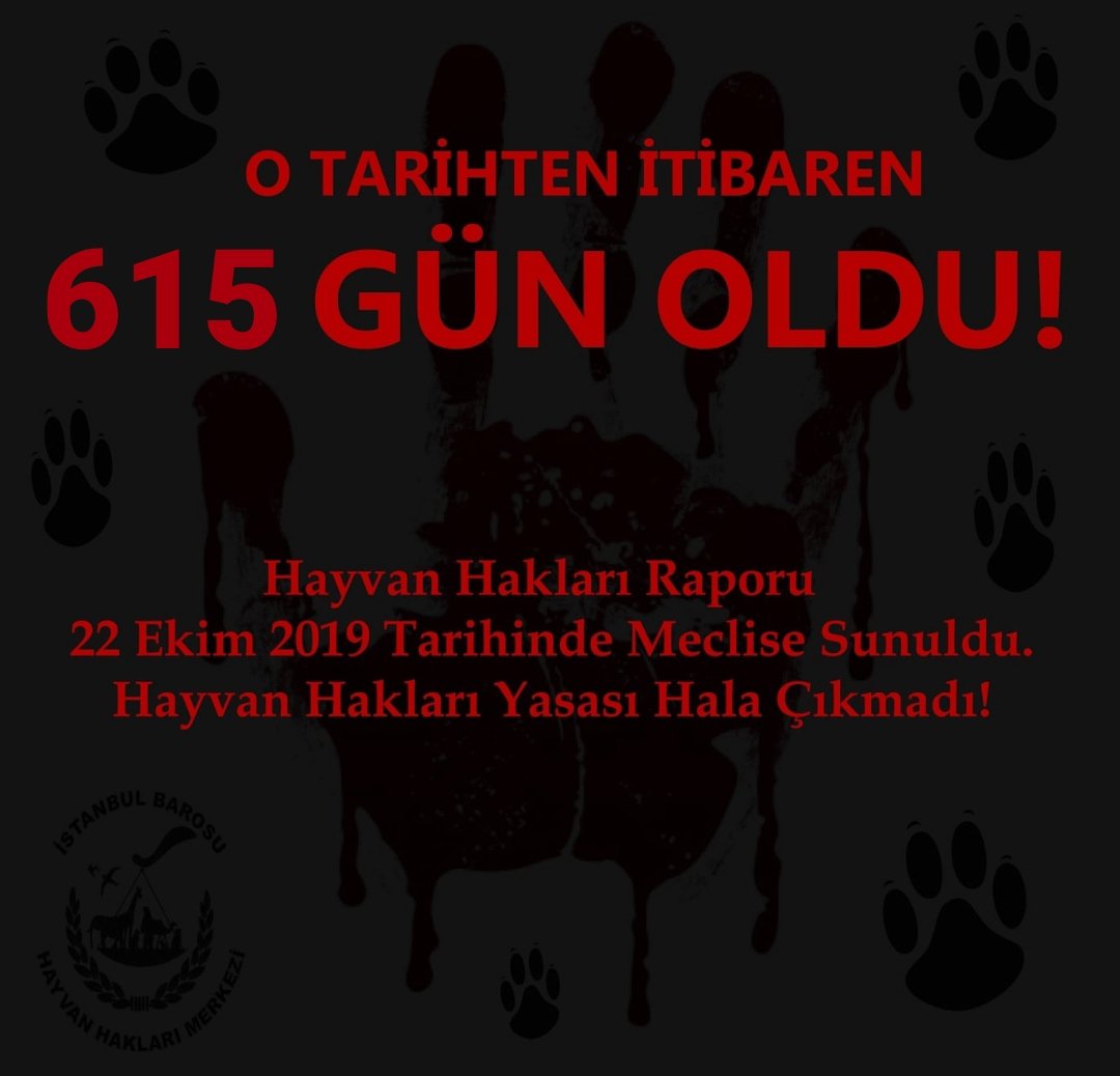 #KaçGünOldu ❓

TBMM #HayvanHakları Araştırma Komisyonunun Raporu, yayınlanalı 615 GÜN oldu!📌 

Ve biz hala Hayvan Hakları Yasasının çıkarılmasını bekliyoruz!📌

(Yasa çıkana kadar "Kaç gün oldu?" paylaşımlarımız, her gün devam edecektir. Paylaşım desteğinizi rica ediyoruz. 🙏🏾)
