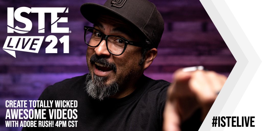 Join me today at #ISTELive!

Presenting Creative Totally Wicked Awesome Videos with Adobe Rush! 

🗓 Today
🕓 4PM CST

<a href="/AdobeVideo/">Adobe Video</a> <a href="/AdobeForEdu/">Adobe For Education</a> @iste #sparkambassador