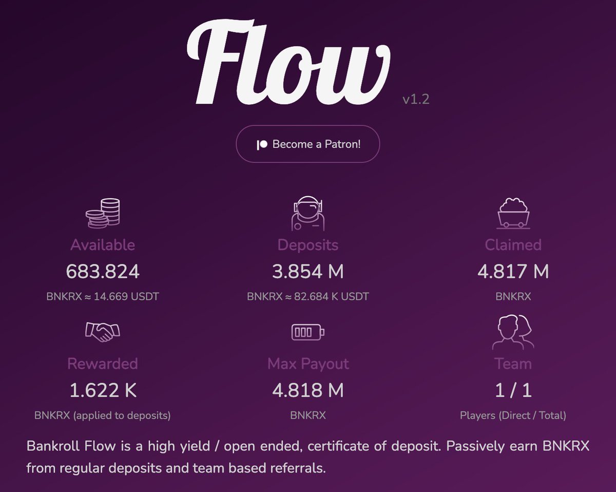 Bankteller, the largest whale in Flow,  just hit MAX PAYOUT!!! Let the GAMES BEGIN!!!!  There has NEVER been a better time to enter BANKROLL FLOW!!!!

#BTC #BNKR #BNKRX #TRX #PASSIVEINCOME
