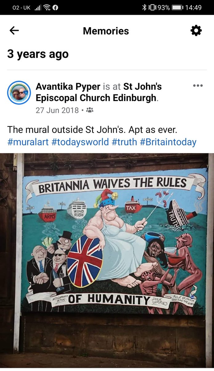 maryjanesdesk's tweet image. This came up on my Facebook memories of 3 years ago. This was a mural painted outside @StJohnPrincesSt I believe and still feels as apt now as it was then. #ToryHypocrisy #ToryBritain #OneRuleforUsNoRulesForThem