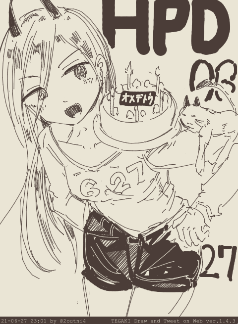 ハルさんお誕生日パパパパワめでとう〜🎈🐈 @igusaharu  #tegaki_dt 