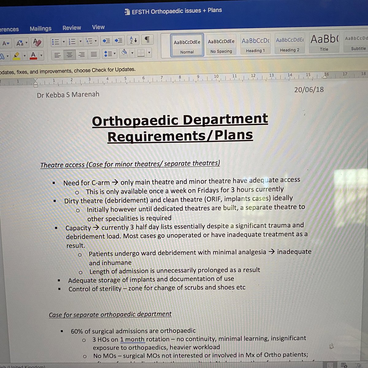 DrKebsun's tweet photo. 3 years ago, I was interviewed for my job @efsth_official and went armed with a 4 page doc of what I wanted to work with them to achieve. Looking back at the doc, I am comforted that I have achieved about 70% of it, which isn’t bad considering all things. #TakingStock #SetGoals https://t.co/1yoteY5KEP