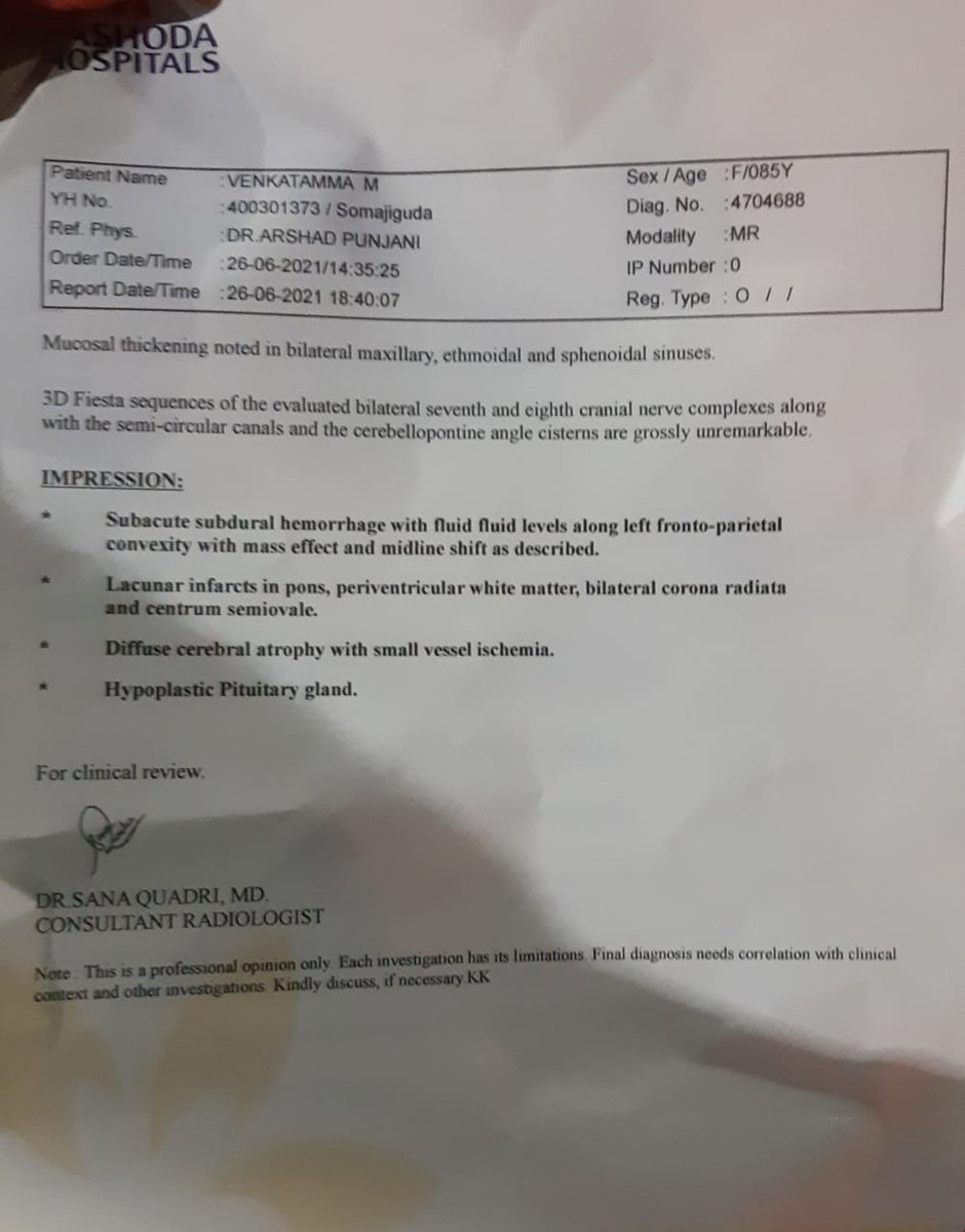 Dear KTR garu,

We are reaching to you to request you to help us with getting our grandmother (85 years old) who is in critical state as per medical reports, admitted in the hospital. 

Details and medical report attached. Please help us.

@KTRTRS <a href="/KTRoffice/">Office of KTR</a> <a href="/TelanganaHealth/">Office of Minister for Health, Telangana</a>