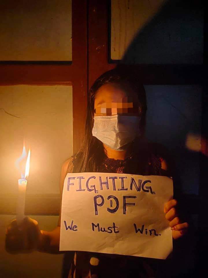 bear3mm's tweet photo. Youths in Htain Twin village,
#LongLone Tsp held an anti-coup candlelights strike in support of PDF and @NUGMyanmar ,tonight. 

#June27Coup #WhatsHappeningInMyanmar #RecognizeNUG https://t.co/9D2RoJykzj