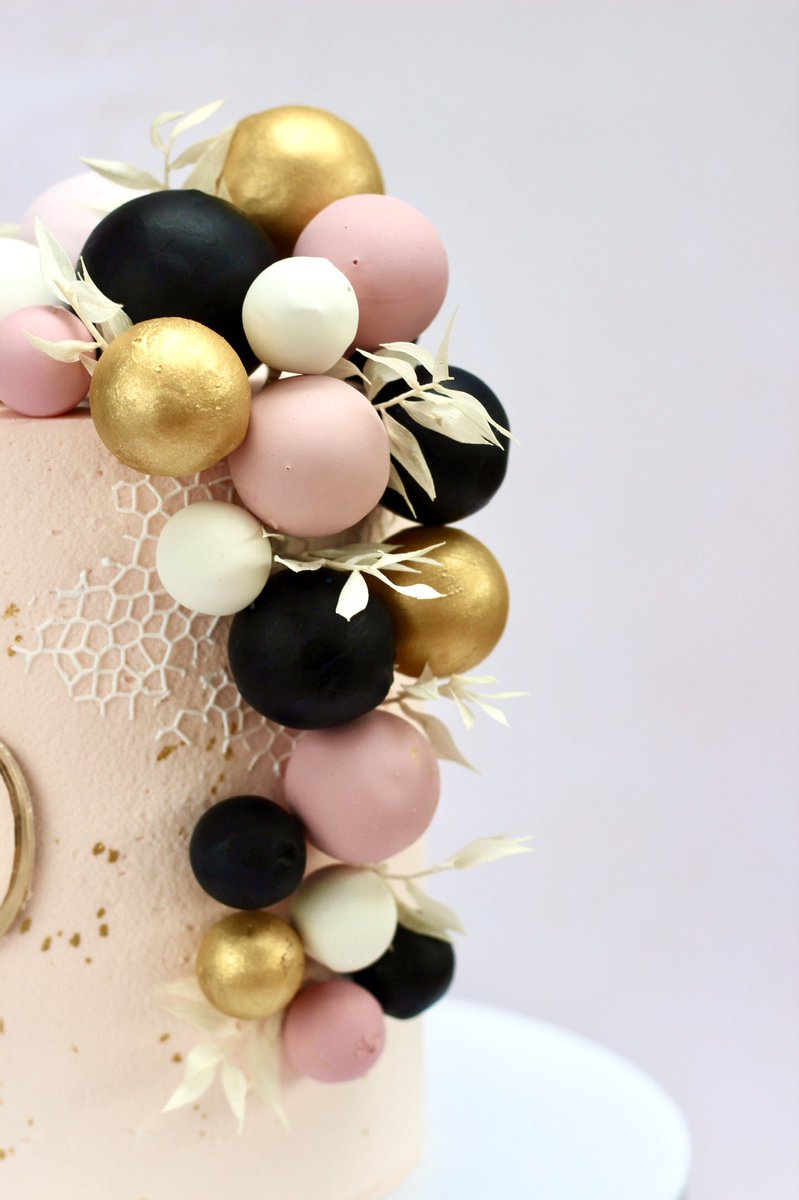 Love this sphere cake in navy, pink and gold.