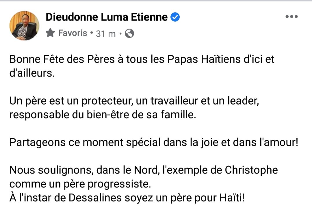 DieudonneLuma's tweet photo. Bonne fête des Pères à tous les Papas Haïtiens d'ici et d'ailleurs. https://t.co/xF67OMncHL