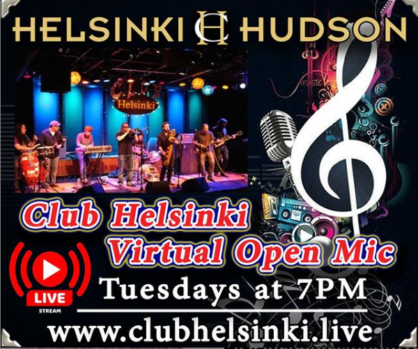 Tune in Tuesday tonight's'  7pm EST  to our Club Helsinki Virtual Open Mic show via  our website (https://t.co/u08T1FsrD8) https://t.co/El2JTjGxUN