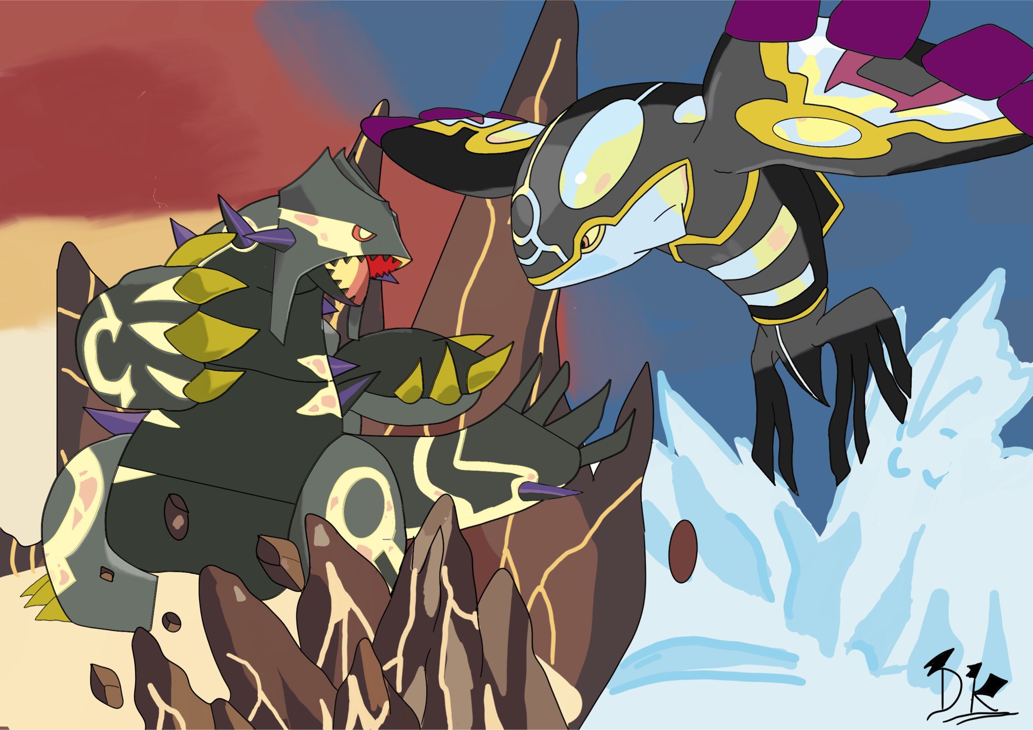 Shiny Mega Rayquaza vs Shiny Primal Groudon and Kyogre