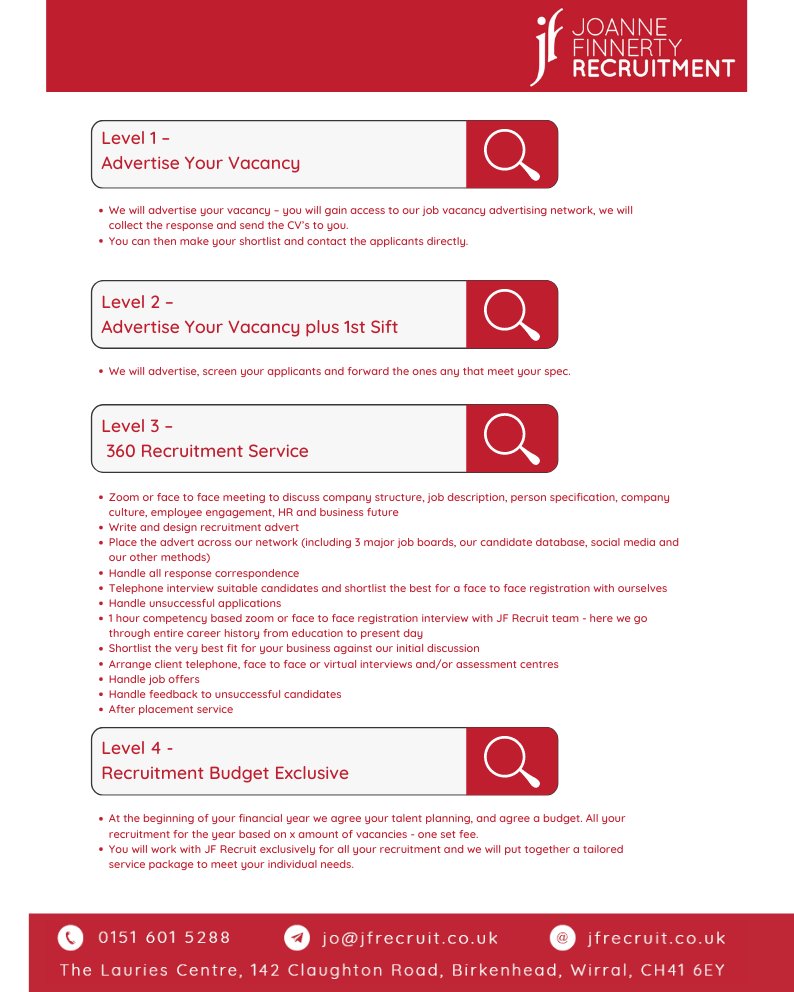 JoanneFinnerty's tweet image. Need someone to advertise your role and sift ad response for you? We can do this! 

Take a look at recruitment package 2! 

#recruitment #recruitmentagency #northwestrecrutiment #wirralbusiness #merseyside