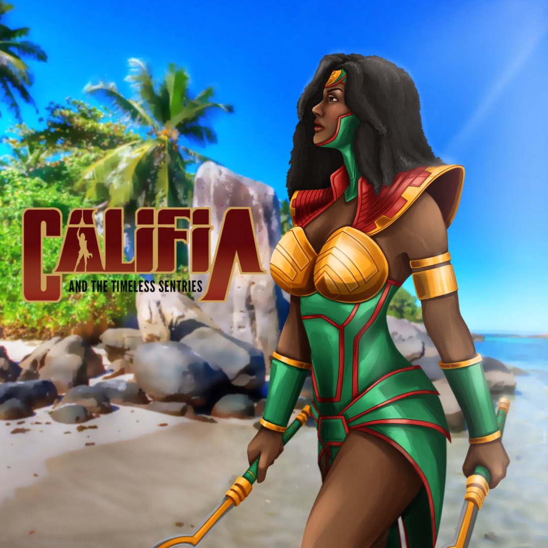 CalifiaComics's tweet photo. Califia Basking in the Glow of the Sun #califiaandthetimelesssentries #cattsmotioncomic #motioncomic #sciencefantasy #alternatehistory #blackanime #afrofuturism #animeinspired #blacksuperheroes #blackamazon #diversityincomics #diversityinanimation #charactersofcolor https://t.co/IydYxbF0QX