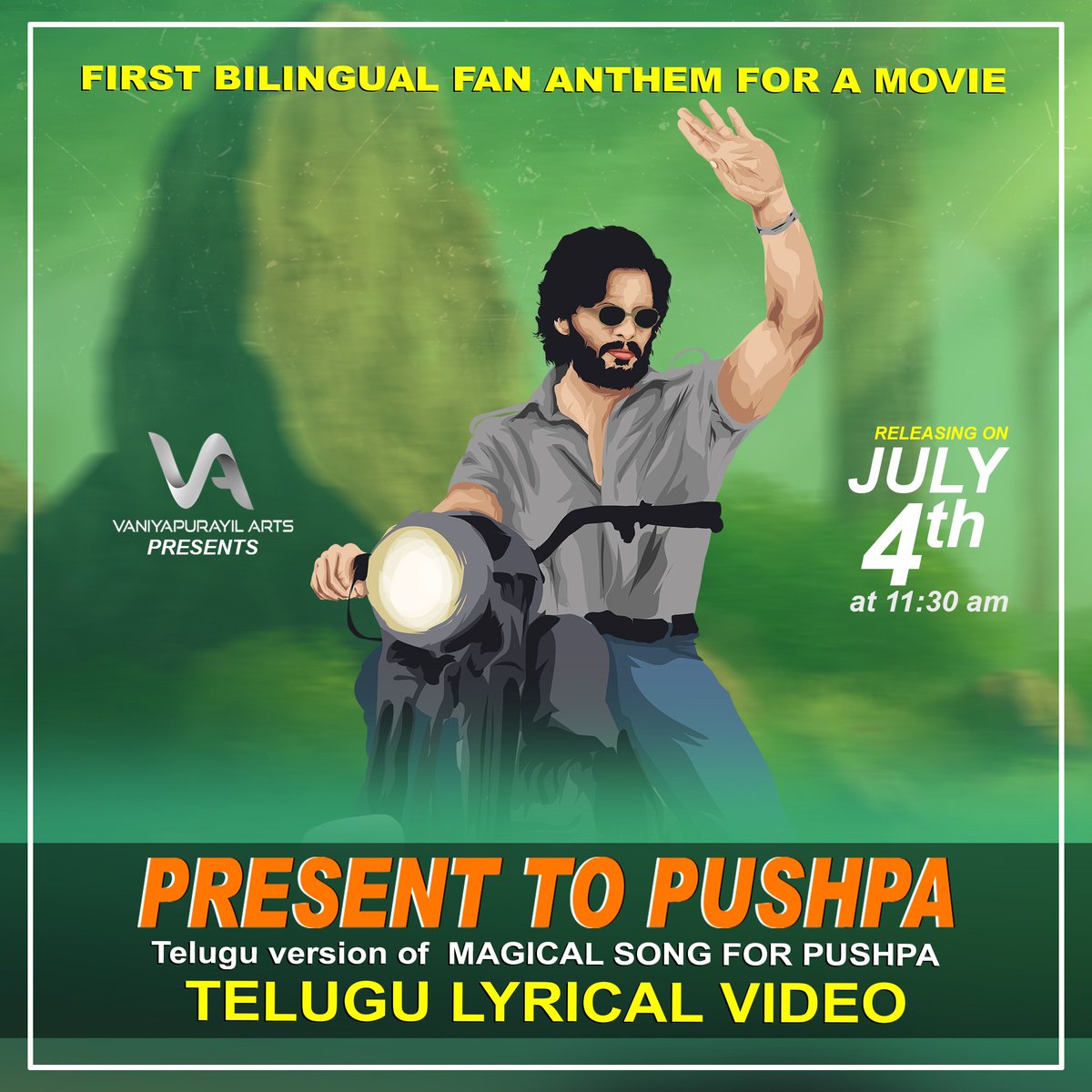 getafwapta's tweet photo. #PRESENTtoPUSHPA  🎶  🔥

Most Awaited #Pushpa Tribute Telugu Song Grand Release On July 4th at 11.30 AM🥳

Dedicated To Our @alluarjun &amp; All Bunny Lover's !!❤

Something big is Arriving soon..🔥

Stay Tuned ⏳⚡
https://t.co/ENEYCu7FmZ

There should be support from everyone🤗 https://t.co/i8fYEDVNpI
