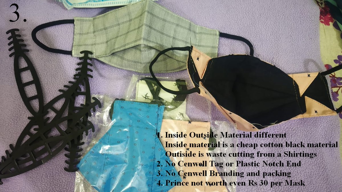Mukesh3521's tweet photo. @amazonIN @Flipkart @flipkartsupport 
Cenwell Mask Review: Amazon vs Flipkart
Ref (Amazon (Img 1,2) Flipkart (Img 3,4) 
1. No Cenwell Tag &amp; End Notch plastic 
2. Different Material Used inside &amp; outside 
3. No brand Packaging 
4. Flipkart No return Policy
Product link in comment https://t.co/clR8GEaKvd