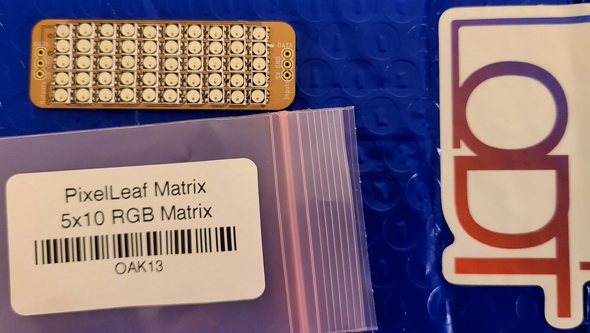 deckerego's tweet image. Just arrived - will be doing both #adafruitfeather and #raspberrypi testing for the TallyPi using the @oakdevtech PixelLeaf Matrix!