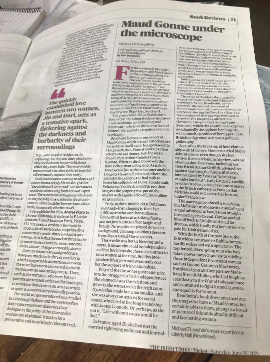 Kim Bendheim (@bendheimkim) on Twitter photo Thank you poet/writer #MichaelOLoughlin for great review of The Fascination of What’s Difficult: A Life of #MaudGonne by Kim Bendheim in <a href="/IrishTimes/">The Irish Times</a>.
<a href="/orbooks/">OR Books</a> <a href="/IrishCentral/">IrishCentral</a> <a href="/MoLI_Museum/">MoLI – Museum of Literature Ireland</a>
bit.ly/3jjirQz Thank you poet/writer #MichaelOLoughlin for great review of The Fascination of What’s Difficult: A Life of #MaudGonne by Kim Bendheim in <a href="/IrishTimes/">The Irish Times</a>.
<a href="/orbooks/">OR Books</a> <a href="/IrishCentral/">IrishCentral</a> <a href="/MoLI_Museum/">MoLI – Museum of Literature Ireland</a>
bit.ly/3jjirQz