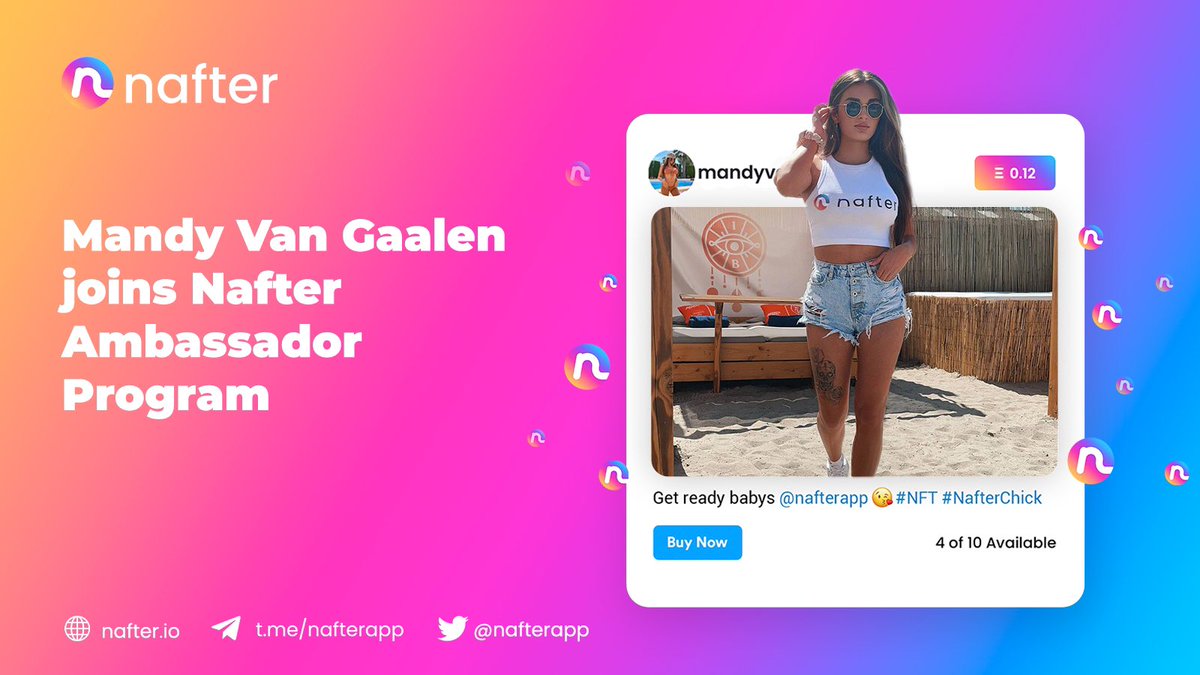 NafterApp's tweet photo. Our Ambassadors are from all over the world and our huge network is only getting bigger! 
🙏🏼 Thank you to all for supporting @NafterApp 
We introduce our next #NafterAmbassador Mandy Van Gaalen from Netherlands 🥳

Follow:
https://t.co/pxzmeBNDz3

#GetNafty #NFT $NAFT #NFTs https://t.co/n8pdjVZYh0