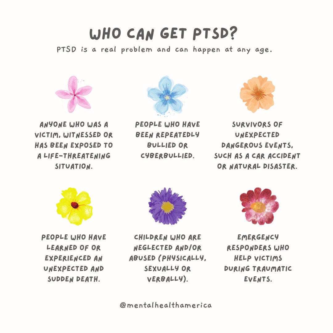 When we think of PTSD, we think a lot about veterans. But PTSD is a common mental health condition and can affect anyone. #PTSDAwarenessDay

If you think you or someone you love might be experiencing symptoms of PTSD, visit MHAscreening.org to get screened.