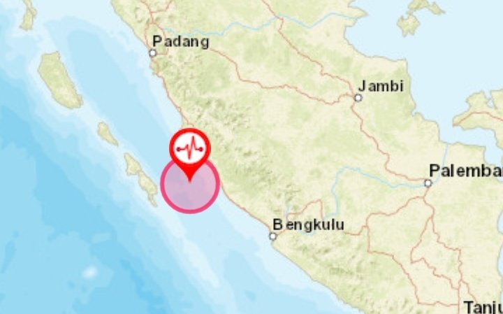 Gempa Mag:5.0, 27 Juni 2021 22:56:11 WIB, 50 km BaratDaya Bengkulu. Kedalaman:22 Km