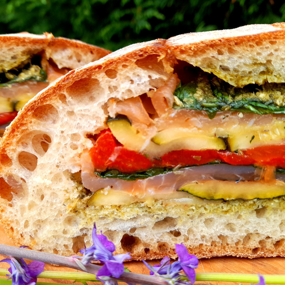 Ivycottagebaker's tweet photo. When life gives you a spare #sourdough make #panecunzatu #panbagnat #microbakery #edenvalley #cumbria #notjustlakes #notjustbread #bread #realbread #breadheroes21 #food #breadporn #foodpairing #Sandwich ☺ https://t.co/nd5fF2vpap