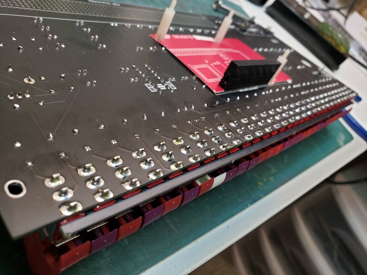 mark_lawler's tweet image. The 21 switches now mounted correctly.  2 of them are still not perfect electrically in terms of off/on being 100% reliable though.  Perhape it&apos;ll act more like a 50 year old machine? Lol #PiDP11 #pdp11 #RetroComputing
