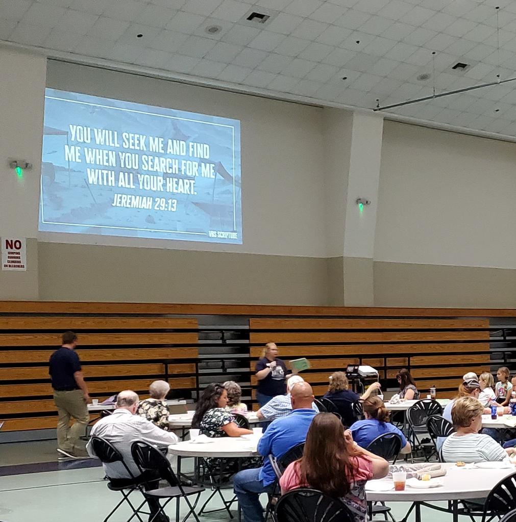 gwartney_june's tweet photo. VBS Training underway @StetsonBaptist church! So excited for the children and preschoolers that will hear the Gospel and thankful for adult and student volunteers! #destinationdig #vbs21 @Lifeway https://t.co/gWRVVrFdqg
