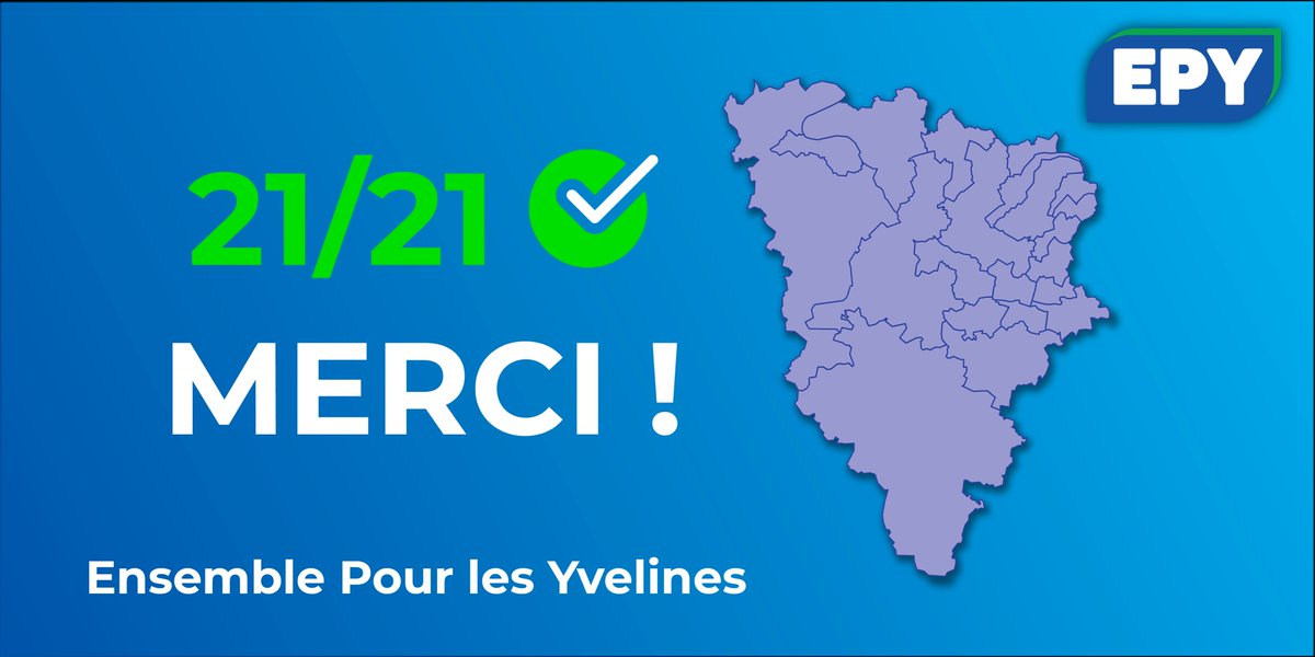 PartiEPY78's tweet photo. 21 sur 21 cantons ✅

VICTOIRE DE TOUS VOS CANDIDATS EPY 🚀🚀

MERCI !!!

Ensemble Pour les Yvelines

#Départementales2021 #Yvelines2021 https://t.co/wUFMCXGtwM