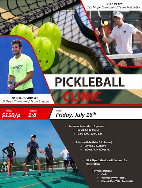 LipaPickleball's tweet photo. Calling all PICKLEBALLERS!  So excited to have these pros holding clinics at McCaw Park in Lafayette, Indiana July 16-18!!  8:1 Ratio!  Don't miss out!! https://t.co/ubHbOUOzFg