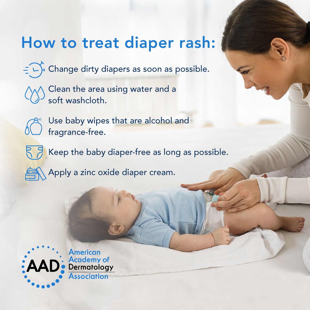 AADskin's tweet photo. Babies have very delicate skin. Help relieve discomfort from diaper rash with these dermatologist tips: https://t.co/icIv60lQft https://t.co/GwCRCXw9AL