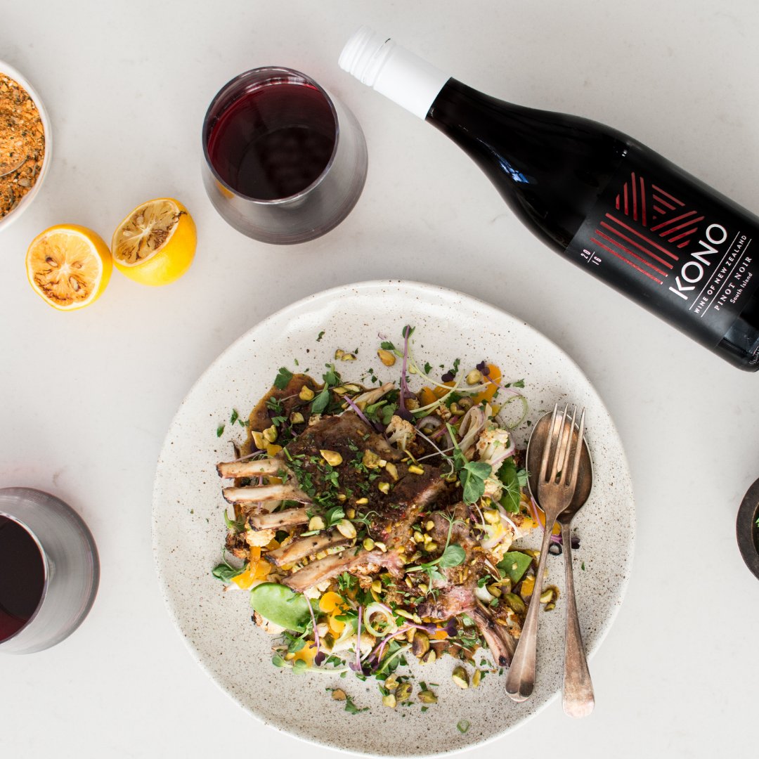 Winter calls for more Pinot Noir! Do you need some dinner and wine matching inspiration? Try this Moroccan spiced lamb rack with roast cauliflower matched with Kono Pinot Noir. Link in our bio. Make sure you let us know if you try it!