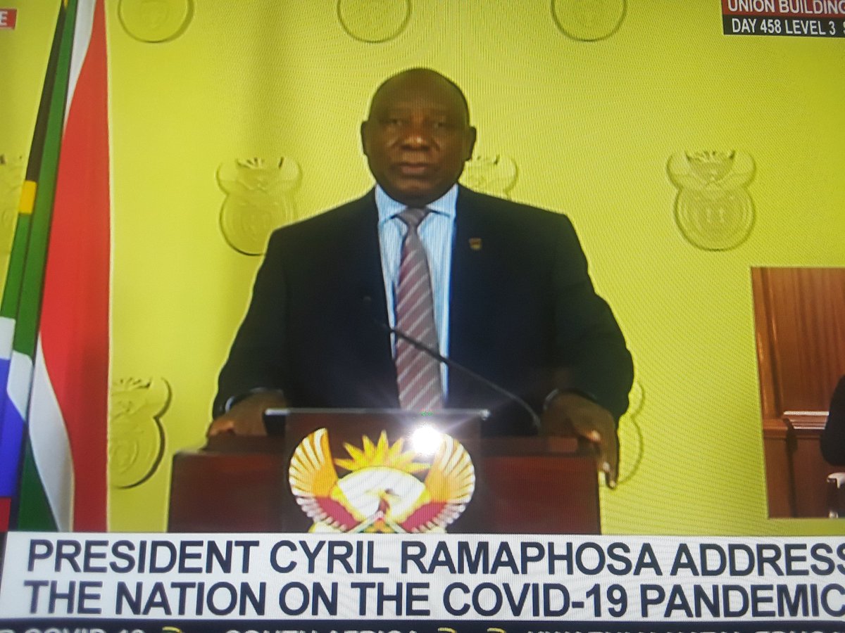 LivePretoria's tweet photo. #FamilyMeeting Cyril Ramaphosa addresses the nation on the Covid-19 pandemic now.@LivePretoria
#StaySafe
#StayHome
#newvariantalert https://t.co/l70Jh7jxiL
