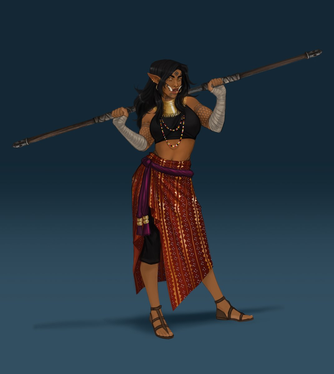 FINALLY had some time to finish up the portrait of my #dnd baby Lailani for  a party line-up I'm forever working on. only 5-6 (?) more portraits to go  🥲 She's a, image size:1070x1200