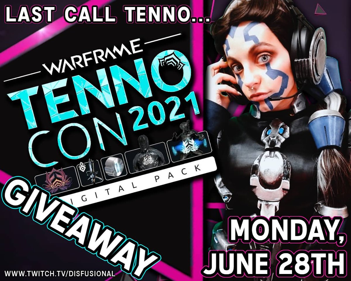 disfusional's tweet photo. LAST CALL TENNO!!
As a @PlayWarframe content creator, DIS has the stellar opportunity of hosting my own #tennocon2021 #digitalpack #giveaway, compliments of Digital Extremes! https://t.co/hBd5S2tKUb