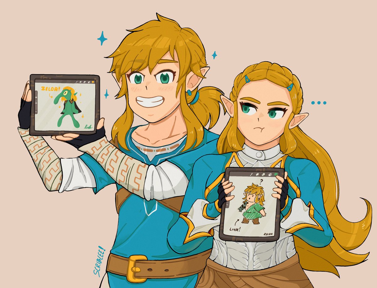 Link & Zelda showing off their #botw2 fanart!✨ #LegendOfZelda #botw. 