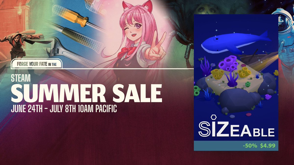goose_business's tweet image. Sizeable is partaking in the steam summer sale! Go grab it now for 50% off! ☀️☀️

#Sizeable #SteamSummerSale #indiegame #gamedev