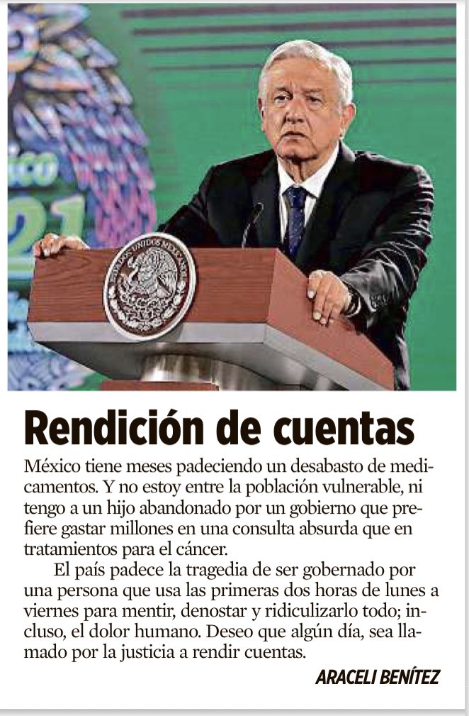 Enorme comentario de <a href="/aracelibs/">Araceli✨</a> en <a href="/Reforma/">REFORMA</a>. Es el sentir de millones de mexicanos.