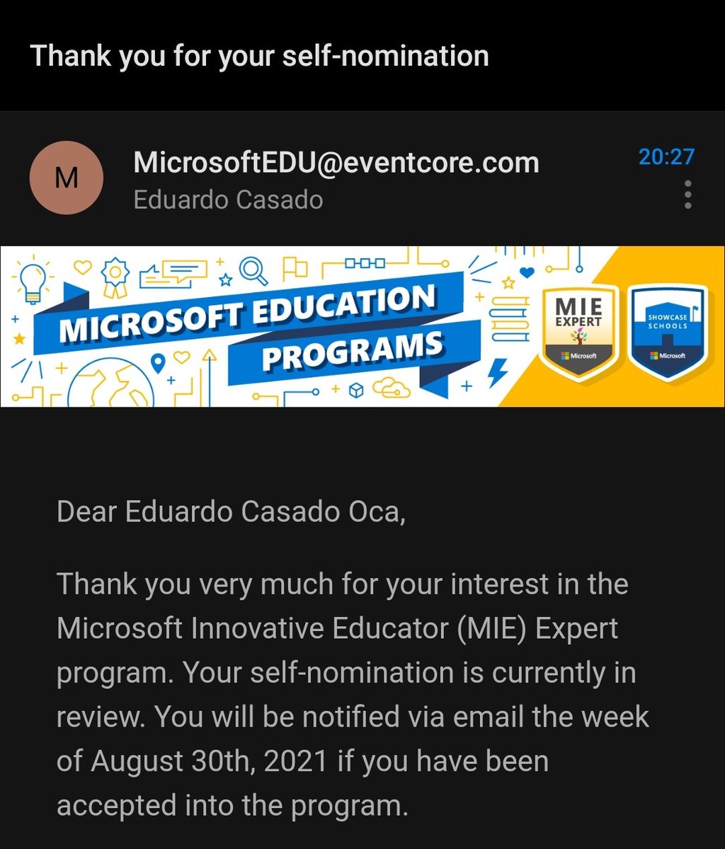educaoca's tweet image. Por cuarto año consecutivo, nominación enviada para volver a ser #MIEExpert dentro de los Microsoft Education Programs. @MicrosoftEduEsp