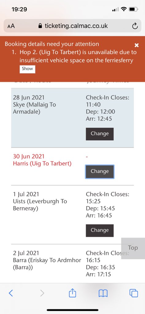 alistairsmith99's tweet photo. @CalMacFerries @CalMac_Updates what is going on? 11am Mallaig to Armadale cancelled? And Uig to Tarbet on 30th June - bumped off because you don’t have room? You’ve ruined our holiday. https://t.co/QGrs837IfB