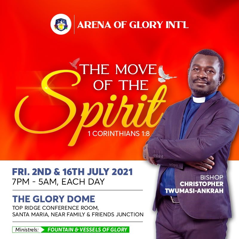 arena_glory's tweet photo. Join us in the month of July for #Power Packed #AllNights with Bishop Christopher Twumasi-Ankrah 

🧭: 7.00 pm

💒 : The GLORY DOME, Top Ridge Int'l School, Santa Maria, off the Kwashieman-Ofankor Road 

🔴 Come with all your friends and family! https://t.co/lG0aMvF7rv