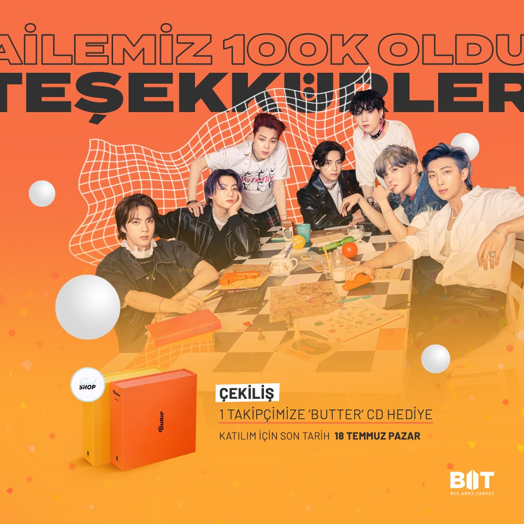 bangtantr's tweet photo. [Çekiliş] BAT 100K Takipçiye Ulaştı!

Takipçilerimize olan minnetimizi sunmak adına @sparkshoptr'un katkılarıyla yine güzel bir hediyemiz var 💜

Şartlar
- #BAT100K tagiyle gönderiyi alıntılamak
- Yorumlara 3 arkadaşınızı etiketlemek
- Sayfamızı ve @sparkshoptr'u takip etmek https://t.co/teYXApzIwk