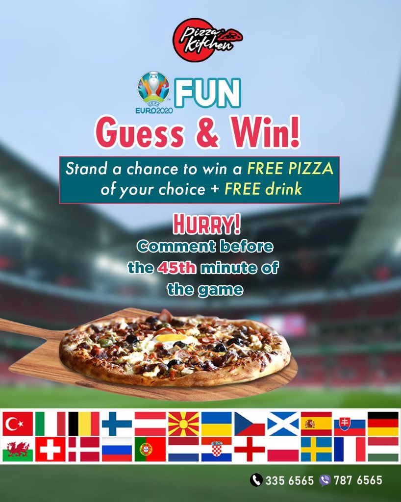pizzakitchenmv's tweet photo. Predict the score of the game before the 45th minute and win a delicious Pizza from us.

(QUOTE THE TWEET)

#POR Vs #BEL 
#EURO2020 https://t.co/TFeNwmuD62