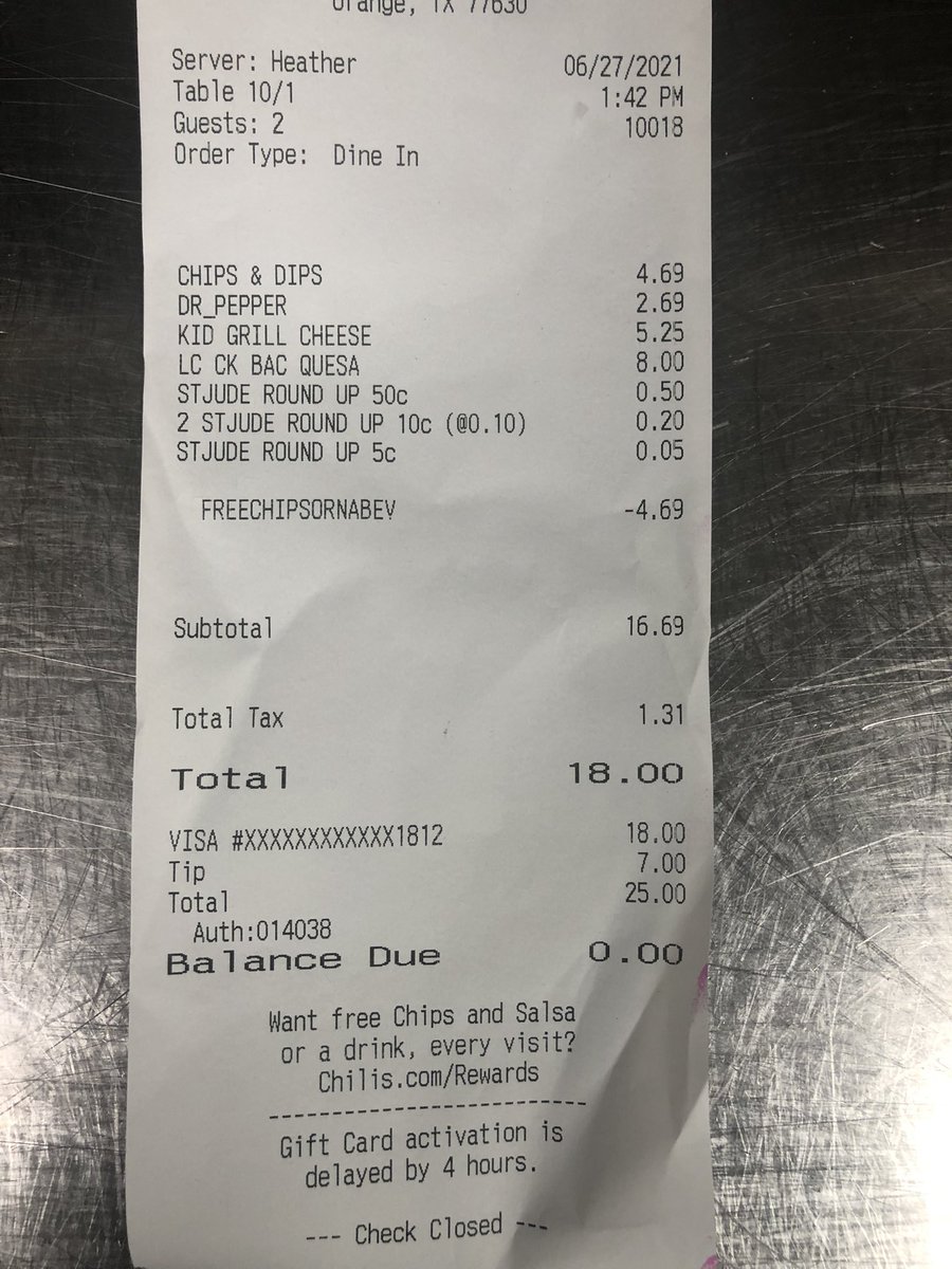 30+% tip <a href="/Chilis/">Chili's Grill & Bar</a> <a href="/mandahale/">Amanda Hale Torrence</a>